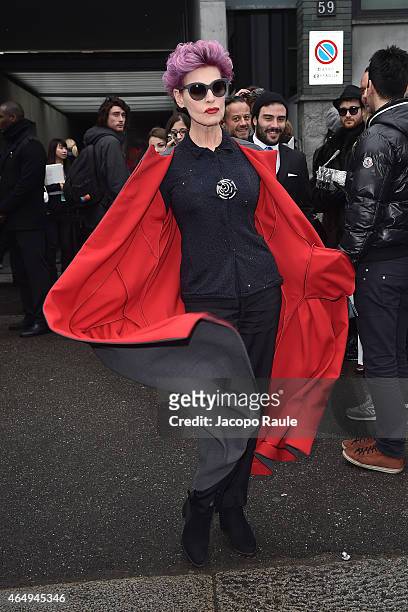 Antonia Dell'Atte arrives at the Giorgio Armani show during the Milan Fashion Week Autumn/Winter 2015 on March 2, 2015 in Milan, Italy.