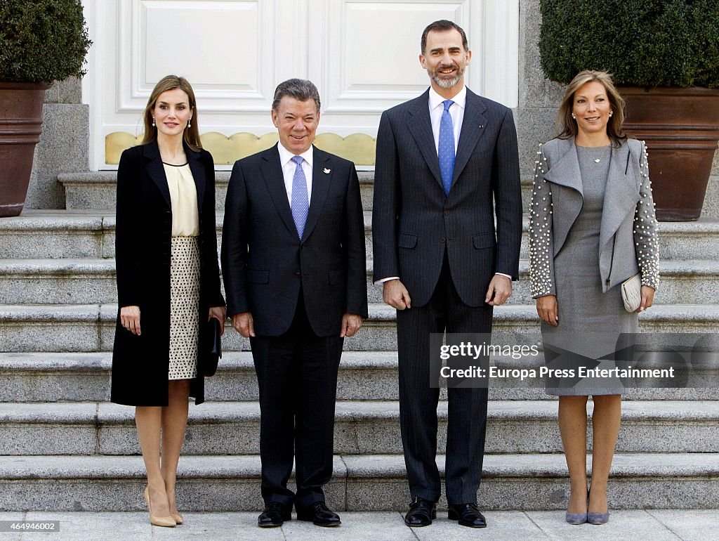 Spanish Royals Receive President of Colombia Juan Manuel Santos