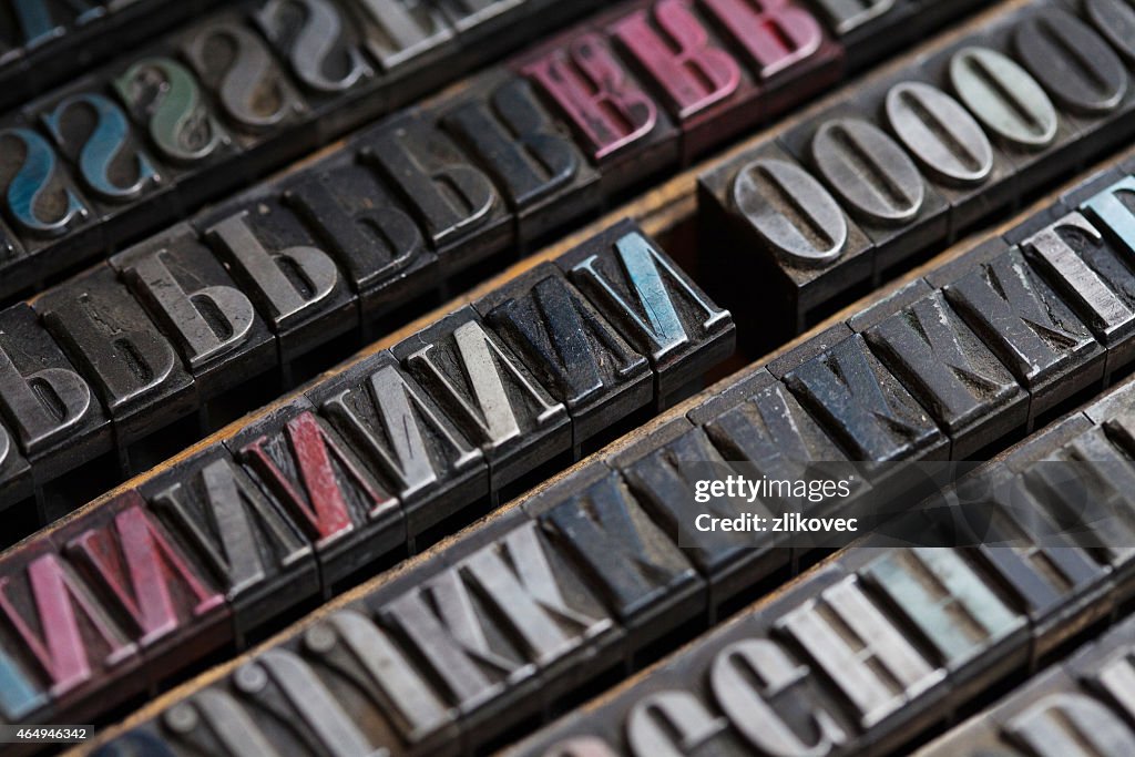 Metal printing press letters