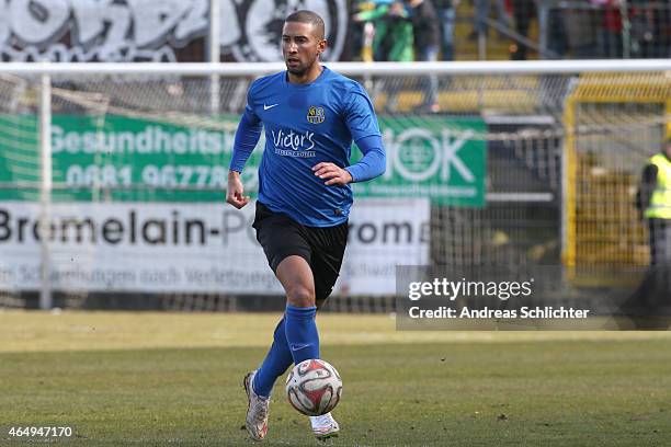 Mounir Chaftar of Saarbruecken during the Regionalliga Suedwest match between SV Elversberg and 1. FC Saarbruecken on February 28, 2015 in...