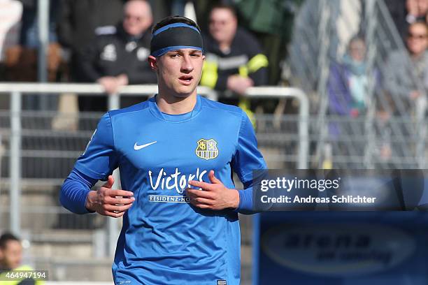 Marco Meyerhoefer of Saarbruecken during the Regionalliga Suedwest match between SV Elversberg and 1. FC Saarbruecken on February 28, 2015 in...