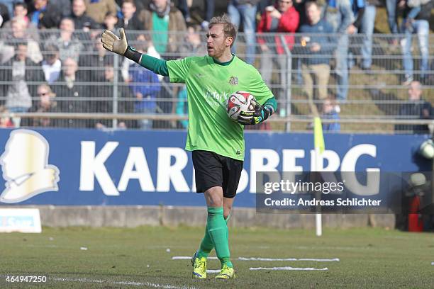 David Hohs of Saarbruecken during the Regionalliga Suedwest match between SV Elversberg and 1. FC Saarbruecken on February 28, 2015 in Neunkirchen,...