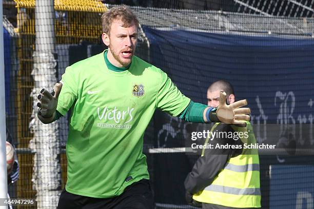 David Hohs of Saarbruecken during the Regionalliga Suedwest match between SV Elversberg and 1. FC Saarbruecken on February 28, 2015 in Neunkirchen,...