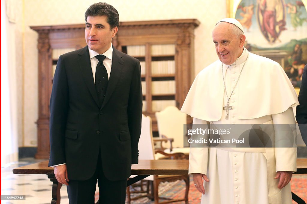 Pope Francis Meets Prime Minister of Regional Government of Iraqi Kurdistan Nechirvan Idris Barzani