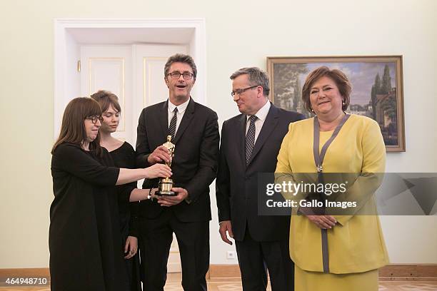 President Bronislaw Komorowski and the First Lady meet with Ida director Pawel Pawlikowski and actress Agata Trzebuchowska on March 2, 2015 at...