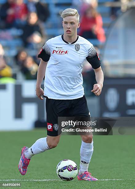 Hordur Magnusson of Cesena in action during the Serie A match between AC Cesena and Udinese Calcio at Dino Manuzzi Stadium on March 1, 2015 in...