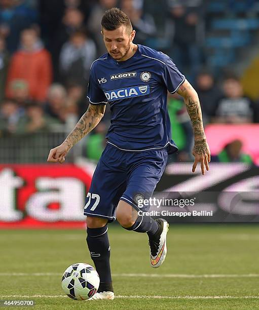 Silvan Widmer of Udinese in action during the Serie A match between AC Cesena and Udinese Calcio at Dino Manuzzi Stadium on March 1, 2015 in Cesena,...