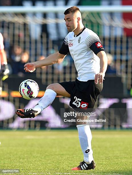 Daniele Capelli of Cesena in action during the Serie A match between AC Cesena and Udinese Calcio at Dino Manuzzi Stadium on March 1, 2015 in Cesena,...