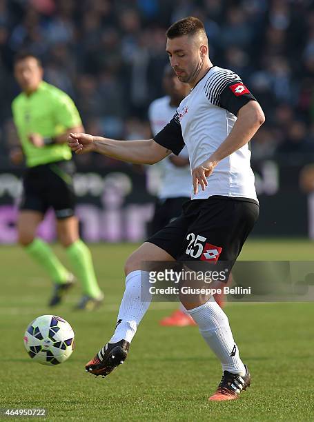 Daniele Capelli of Cesena in action during the Serie A match between AC Cesena and Udinese Calcio at Dino Manuzzi Stadium on March 1, 2015 in Cesena,...