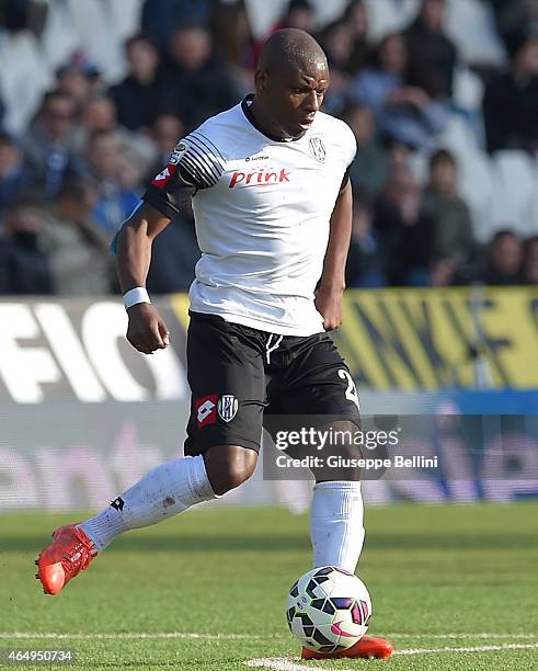 Gaby Mudingay of Cesena in action during the Serie A match between AC Cesena and Udinese Calcio at Dino Manuzzi Stadium on March 1, 2015 in Cesena,...