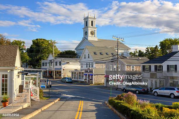 small town street in the evening, chatham, cape cod, massachusetts. - chatham massachusetts stock pictures, royalty-free photos & images