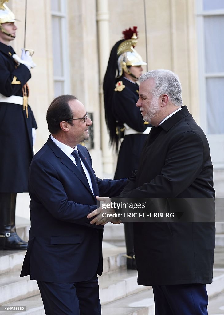 FRANCE-CANADA-QUEBEC-DIPLOMACY-HOLLANDE-COUILLARD