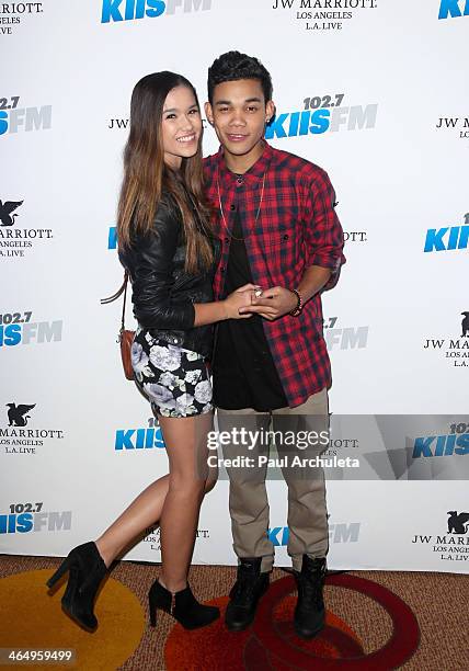 Model Camia Marie and Actor Roshon Fegan attend the KIIS 102.7/ALT 98.7 FM pre-Grammy party at JW Marriott Los Angeles at L.A. LIVE on January 24,...