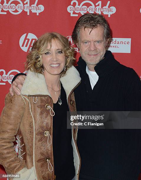 Actress Felicity Huffman and Actor and Filmmaker William H. Macy attend the premiere of 'Rudderless' at the Eccles Center Theatre during the 2014...