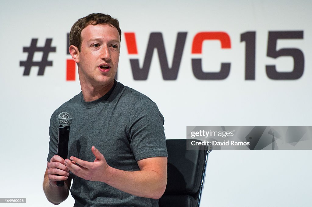 Mark Zuckerberg attendes Mobile World Congress 2015