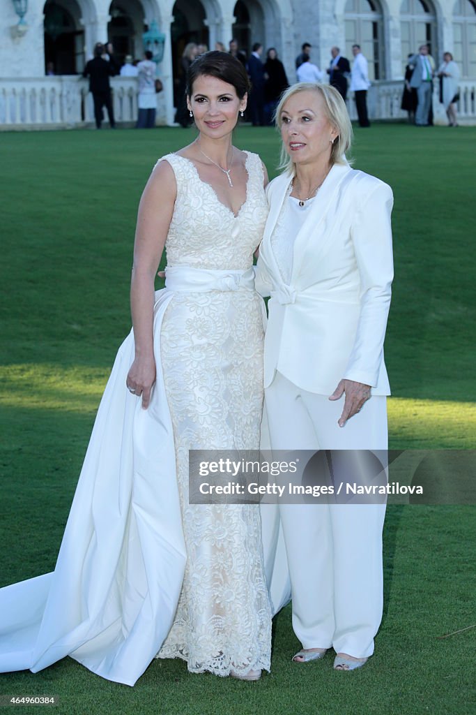 Julie Lemigova And Martina Navratilova Pose At The Martina News julie-lemigova-and-martina-navratilova-pose-at-the-martina-news