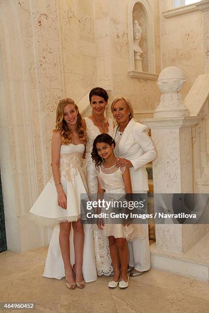 Julie Lemigova, Martina Navratilova and daughters Emma and Victoria attend at the Martina Navratilova and Julie Lemigova wedding reception on...