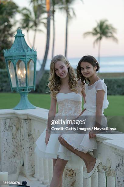 Martina Navratilova and Julie Lemigova daughters Victoria and Emma attend the Martina Navratilova and Julie Lemigova wedding reception on February...