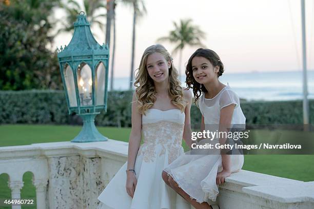 Martina Navratilova and Julie Lemigova daughters Victoria and Emma attend the Martina Navratilova and Julie Lemigova wedding reception on February...