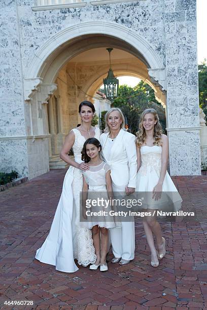 Julie Lemigova, Martina Navratilova and daughters Emma and Victoria attend at the Martina Navratilova and Julie Lemigova wedding reception on...