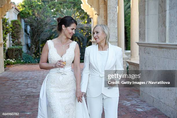 Julie Lemigova and Martina Navratilova attend the Martina Navratilova and Julie Lemigova wedding reception on February 14, 2015 in Palm Beach.