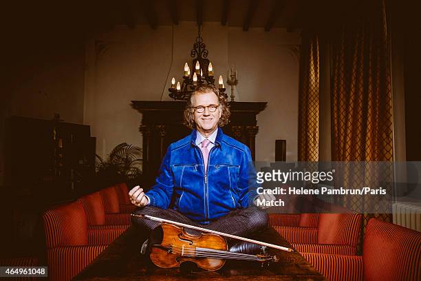 Violinist Andre Rieu is photographed for Paris Match on January 27, 2015 in Maastricht, Netherlands.