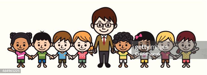 Teacher and elementary students Teacher and elementary students