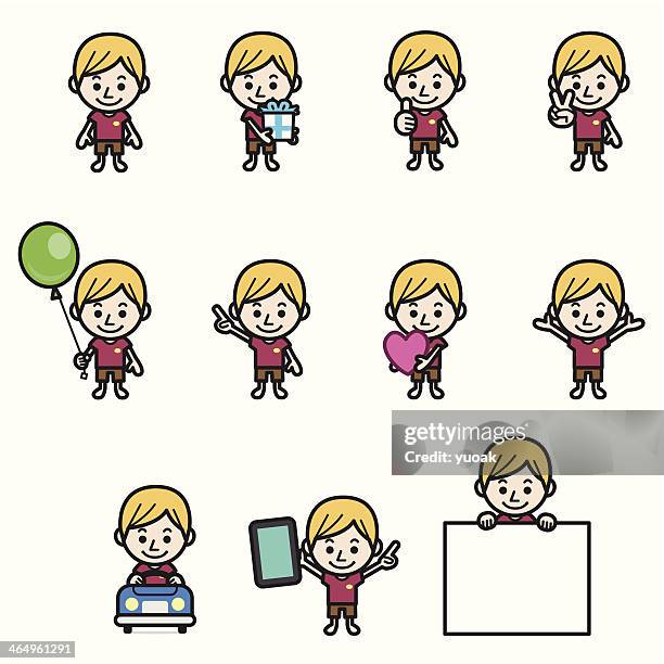 boy character various poses - son driving car stock illustrations