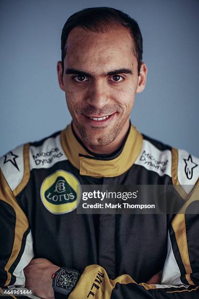 Pastor Maldonado of Venezuela and Lotus poses for a portrait during day three of Formula One Winter Testing at Circuit de Catalunya on February 21,...