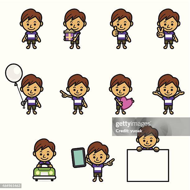 boy character various poses - son driving car stock illustrations