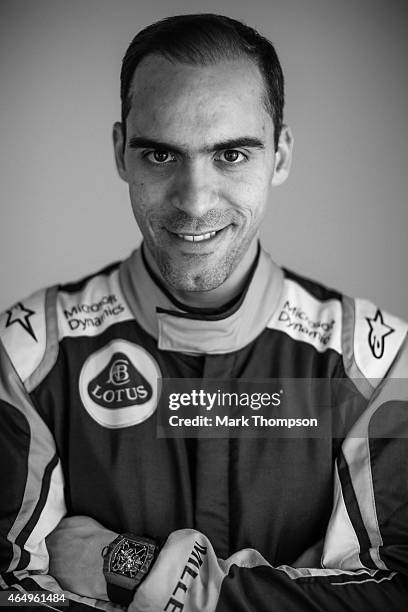 Pastor Maldonado of Venezuela and Lotus poses for a portrait during day three of Formula One Winter Testing at Circuit de Catalunya on February 21,...