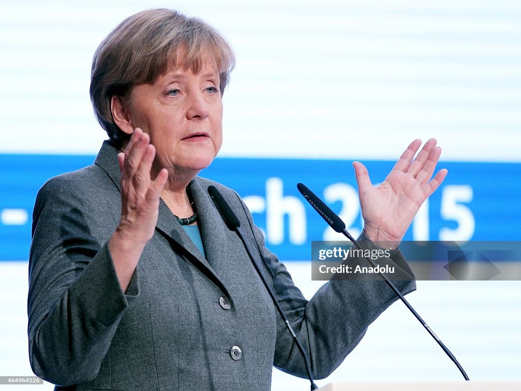 Angela Merkel Attends European Investment Bank Conference