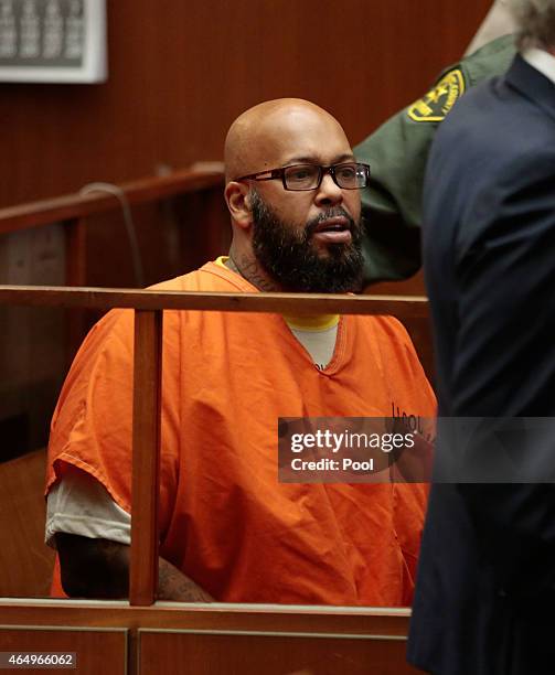 Marion "Suge" Knight attends court at the Criminal Courts Building on March 2, 2015 in Los Angeles, California. The hearing was scheduled to...