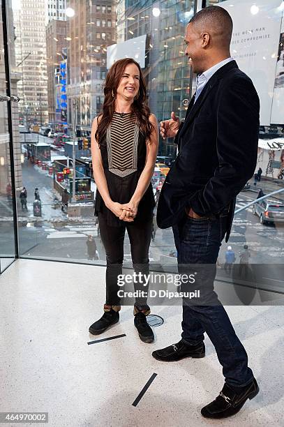 Calloway interviews Juliette Lewis during her visit to "Extra" at their New York studios at H&M in Times Square on March 2, 2015 in New York City.