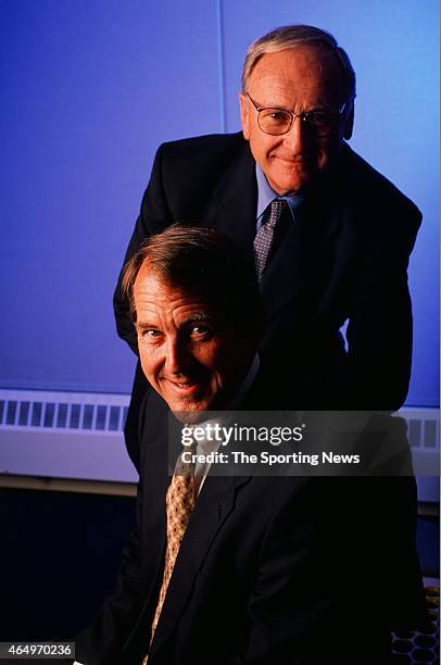 Bo Schembechler and Lloyd Carr of the Michigan Wolverines pose for a photo on June 25, 2000. 6/25/2000