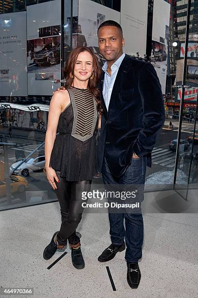 Calloway interviews Juliette Lewis during her visit to "Extra" at their New York studios at H&M in Times Square on March 2, 2015 in New York City.