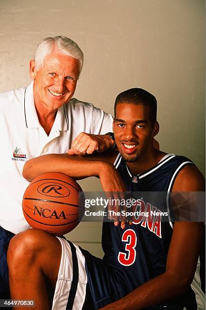 Loren Woods and Lute Olson of the Arizona Wildcats pose for a photo on October 27, 1999.