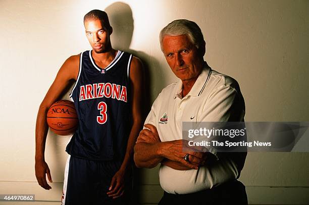 Loren Woods and Lute Olson of the Arizona Wildcats pose for a photo on October 27, 1999.