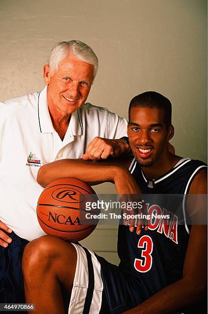 Loren Woods and Lute Olson of the Arizona Wildcats pose for a photo on October 27, 1999.
