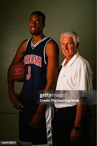 Loren Woods and Lute Olson of the Arizona Wildcats pose for a photo on October 27, 1999.