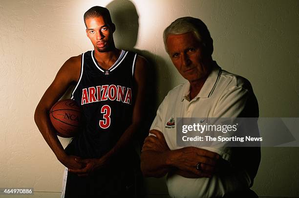 Loren Woods and Lute Olson of the Arizona Wildcats pose for a photo on October 27, 1999.