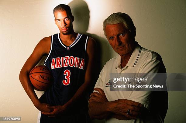 Loren Woods and Lute Olson of the Arizona Wildcats pose for a photo on October 27, 1999.