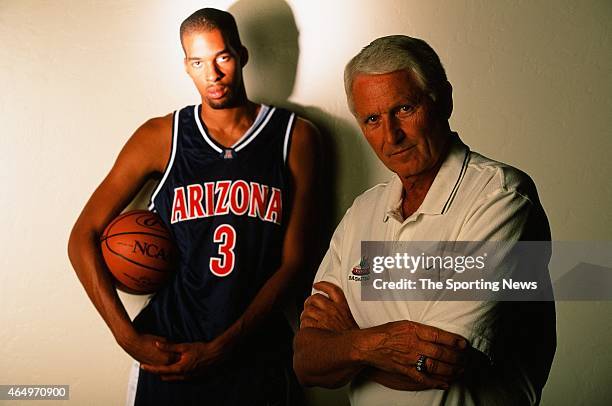 Loren Woods and Lute Olson of the Arizona Wildcats pose for a photo on October 27, 1999.