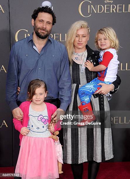 Actor Jeremy Sisto, wife Addie Lane, children Bastian Kick Sisto and Charlie Ballerina Sisto arrive at the World Premiere of Disney's "Cinderella" at...