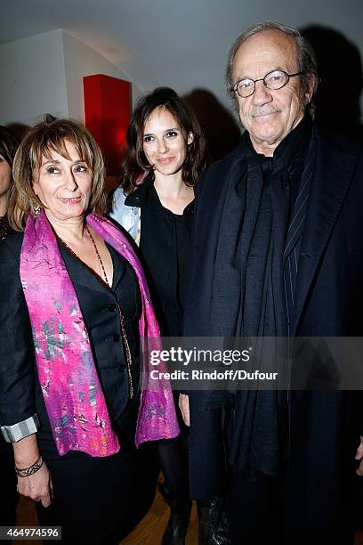 Actor Patrick Chesnais with his wife Josianne Stoleru and their daughter Emilie Chesnais attend the 'Talking to the Trees - Retour a La Vie' movie...