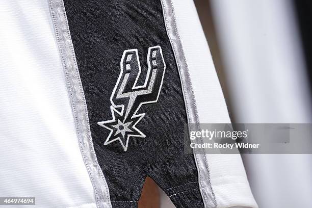 Shot of the San Antonio Spurs logo during the game against the Sacramento Kings on February 27, 2015 at Sleep Train Arena in Sacramento, California....