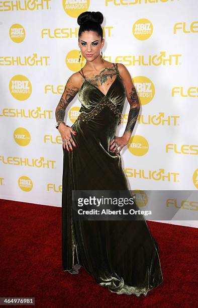 Adult film actress Bonnie Rotten arrives for the 2014 XBIZ Awards held at The Hyatt Regency Century Plaza Hotel on January 24, 2014 in Century City,...