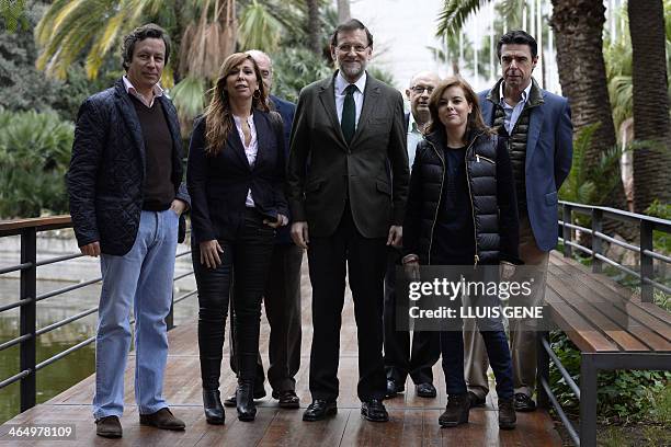 Spanish Prime Minister Mariano Rajoy , Carlos Floriano , Popular Party's leader of the Catalonia region Alicia Sanchez Camacho , Spanish Interior...