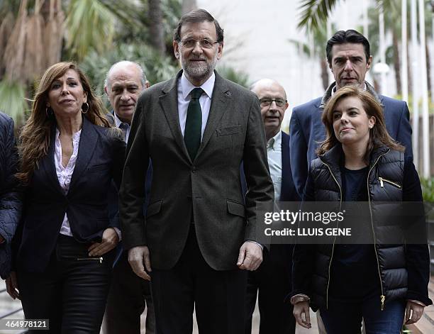 Spanish Prime Minister Mariano Rajoy , Popular Party's leader of the Catalonia region Alicia Sanchez Camacho, Spanish Interior Minister Jorge...