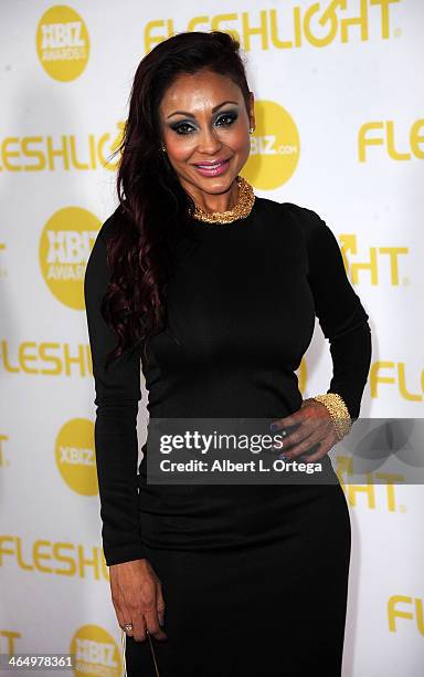 Adult film actress Priya Rai arrives for the 2014 XBIZ Awards held at The Hyatt Regency Century Plaza Hotel on January 24, 2014 in Century City,...